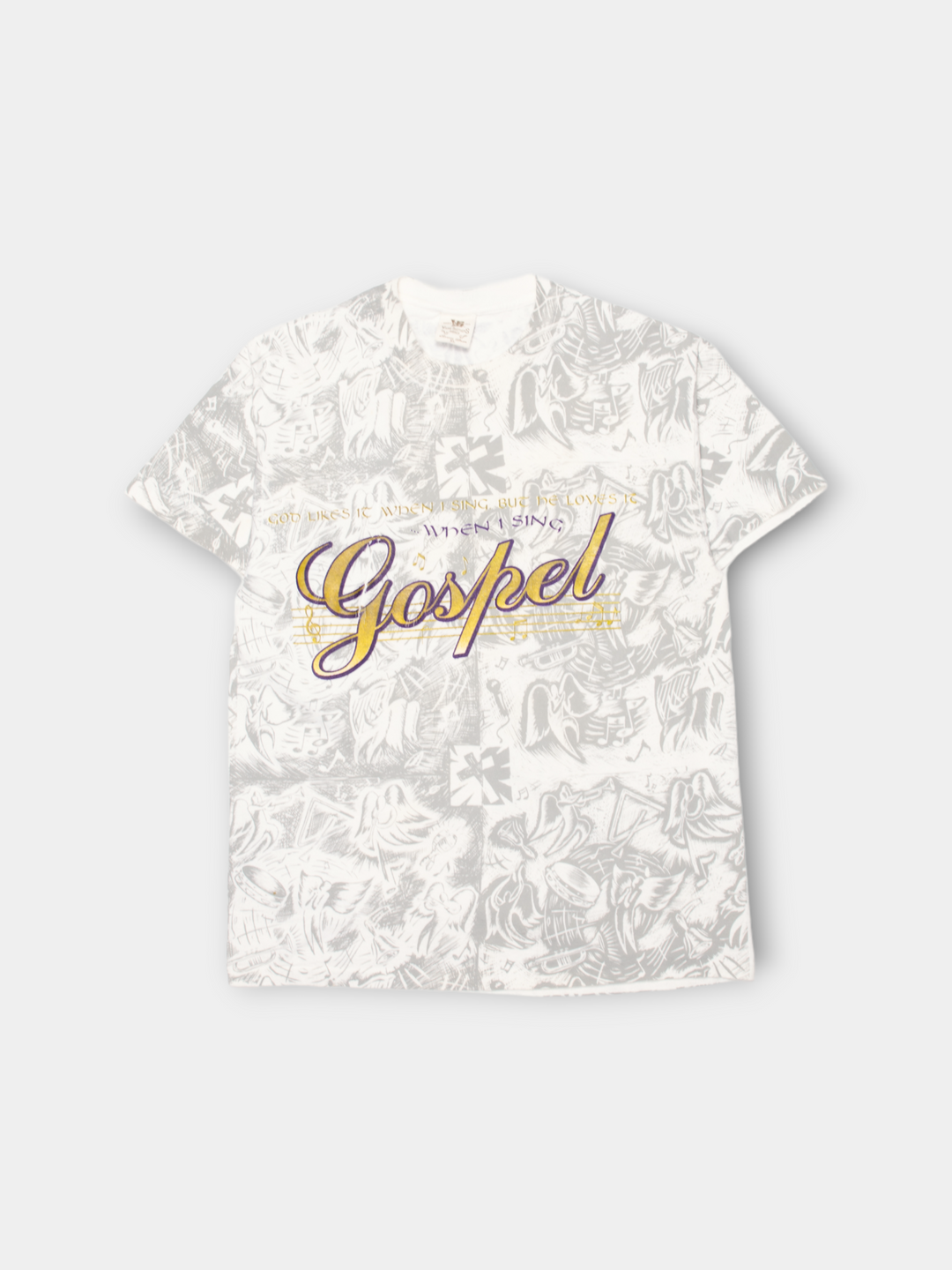 90s When I Sing Gospel All Over Print Tee (M)