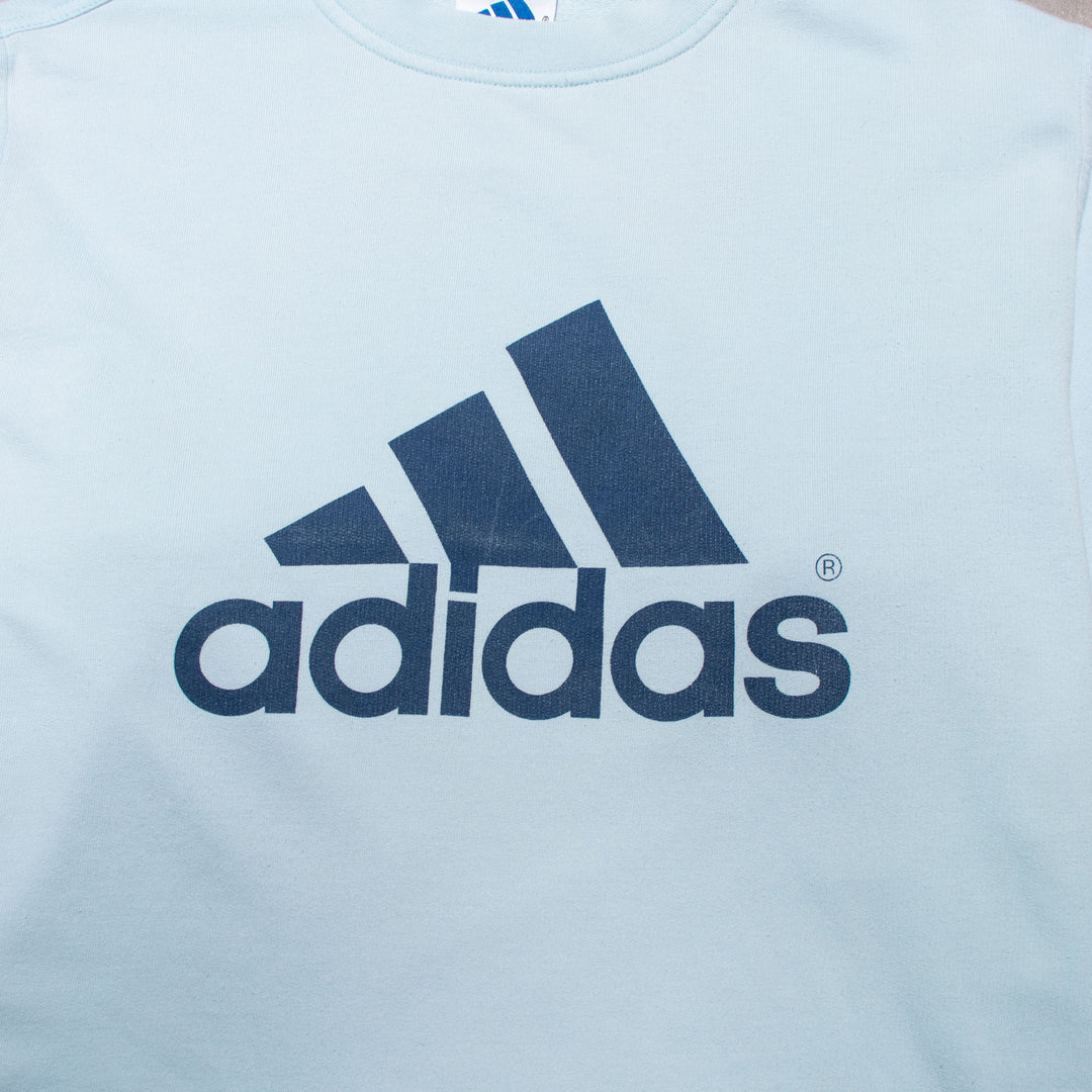 90s Adidas Baby Blue Spell Out Sweat (M)